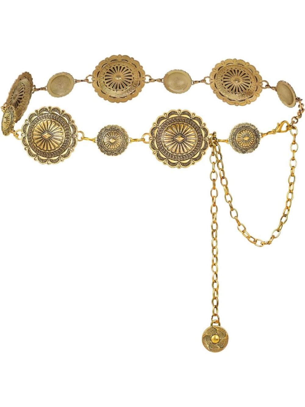 Stylish Western Waist Chain Belt with Metal Conchos - Boho Cowgirl Accessory for